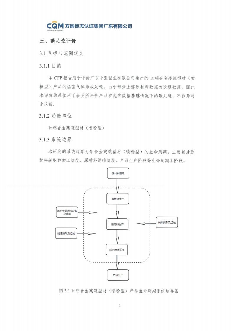 09鋁合金建筑型材（噴粉型）產(chǎn)品碳足跡評價(jià)報告-方圓蓋章(圖9)